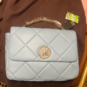 Badgley Mischka Sky Blue Quilted Shoulder Bag